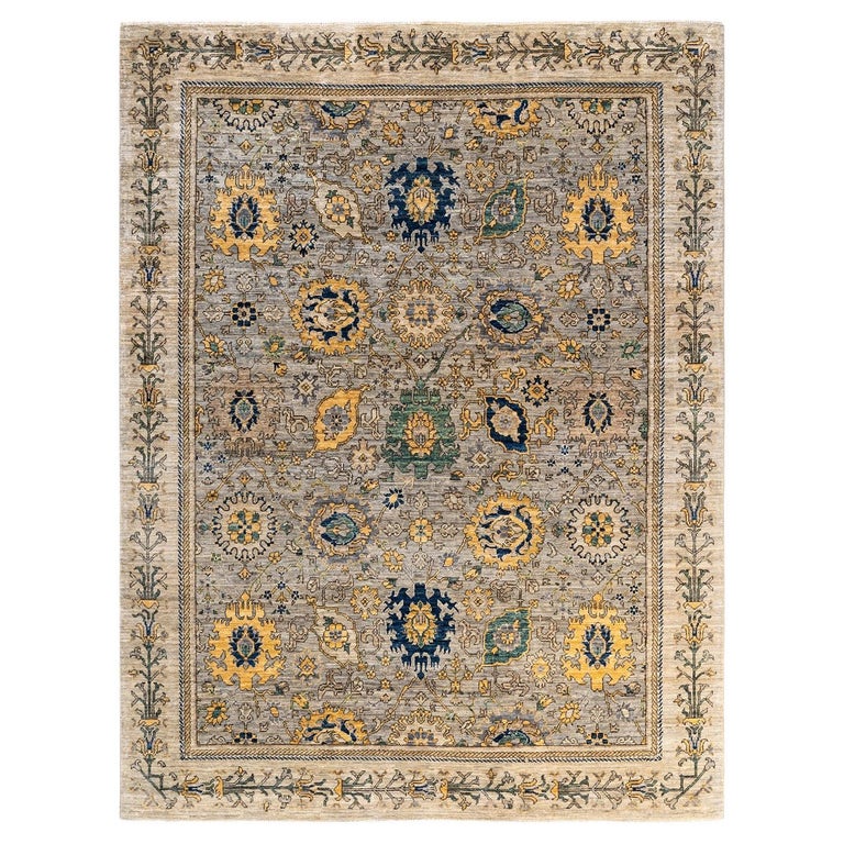 One of a Kind Hand Knotted Traditional Tribal Serapi Grey Area Rug For ...