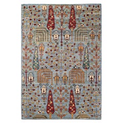 One of a Kind Hand Knotted Traditional Tribal Serapi Gray Area Rug 