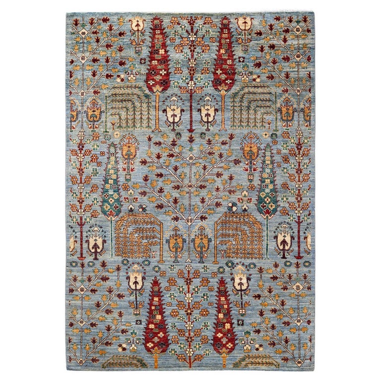 One of a Kind Hand Knotted Traditional Tribal Serapi Gray Area Rug For ...