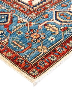 One of a Kind Hand Knotted Traditional Tribal Serapi Ivory Area Rug