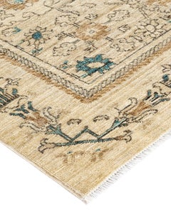 One of a Kind Hand Knotted Traditional Tribal Serapi Ivory Area Rug