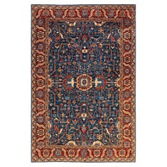One of a Kind Hand Knotted Traditional Tribal Serapi Light Blue Area Rug