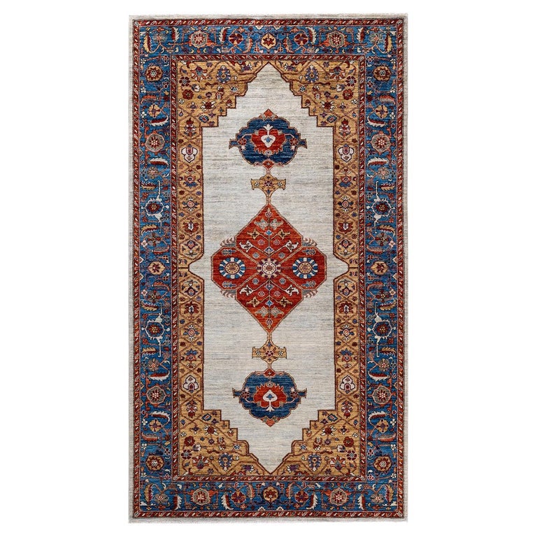 Small Serapi Rug One of a Kind Hand Knotted Traditional Tribal Serapi Light Gray Area ...