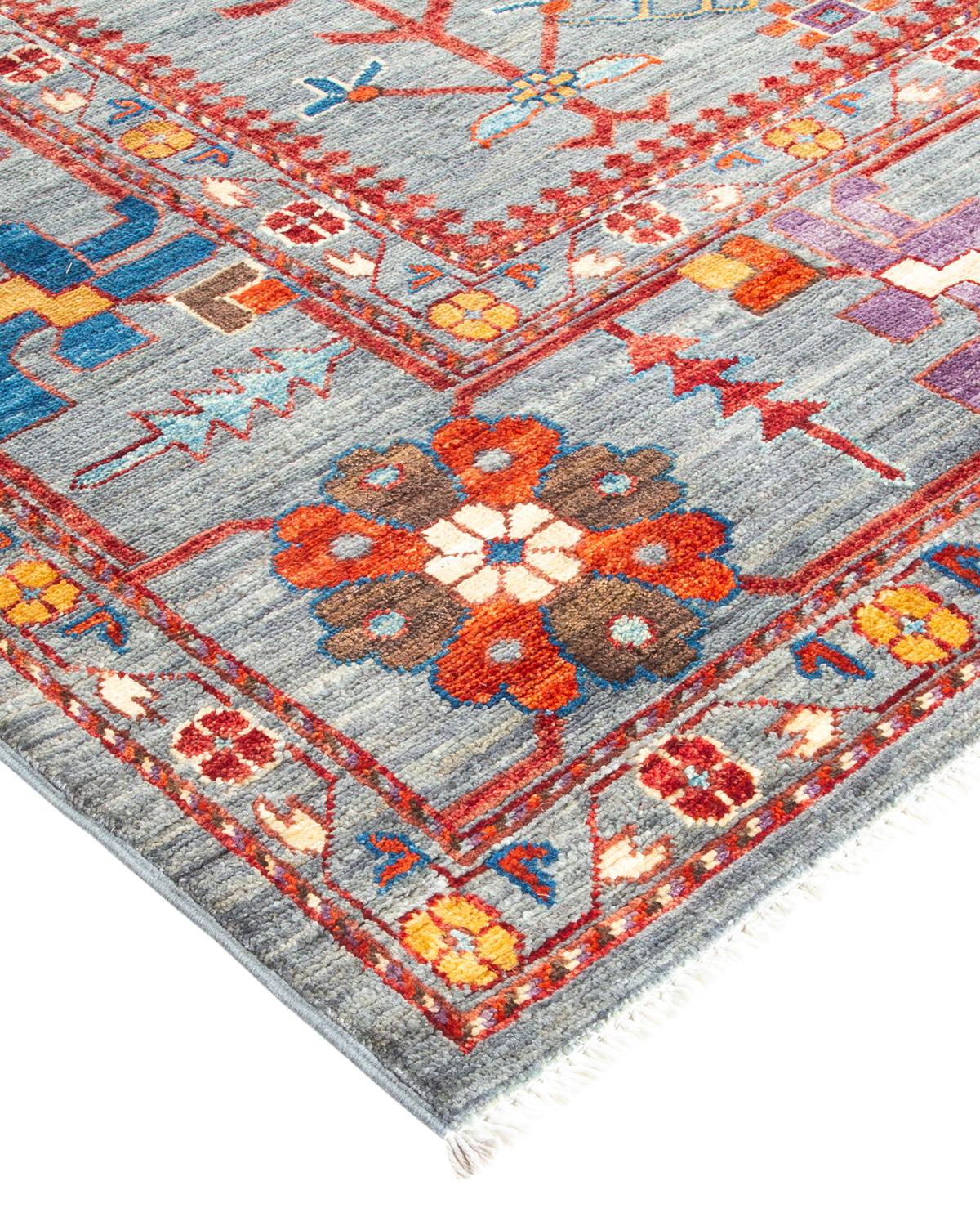Persian rug-making at its finest inspired the rich colors, elaborate geometric motifs, and botanical detailing of the Serapi collection. With as many as 100 knots per inch, these handcrafted rugs are as durable as they are visually stunning, and
