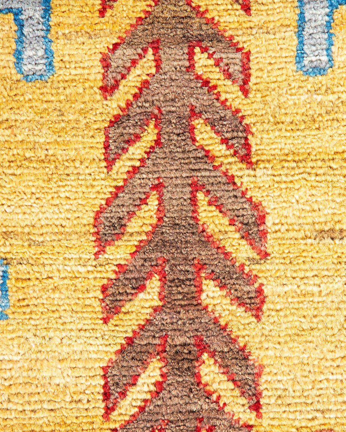 Pakistani One of a Kind Hand Knotted Traditional Tribal Serapi Orange Area Rug