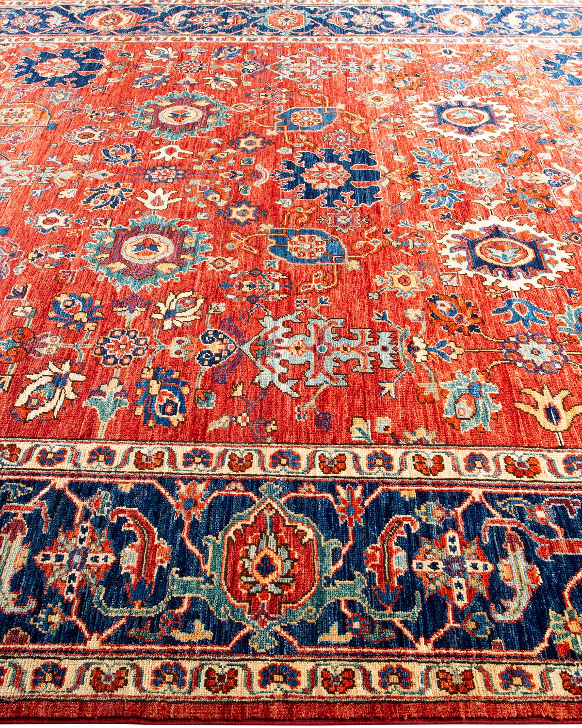 One of a Kind Hand Knotted Traditional Tribal Serapi Orange Area Rug In New Condition In Norwalk, CT