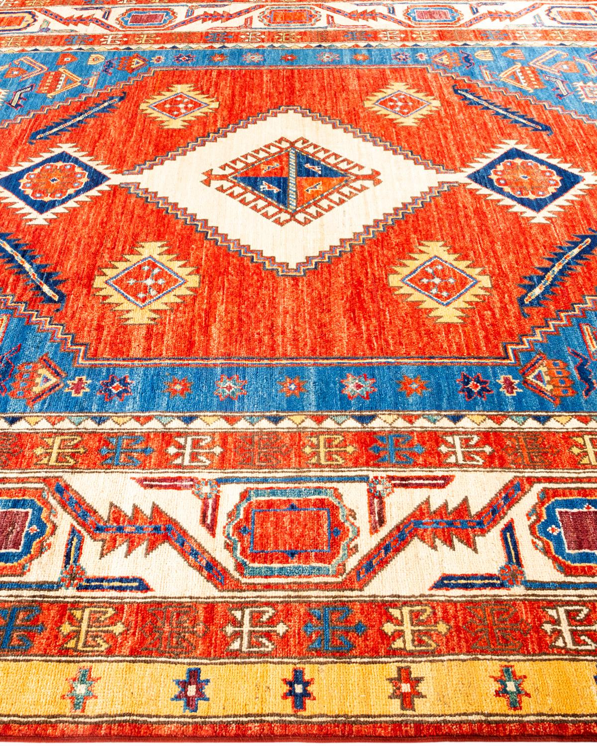One of a Kind Hand Knotted Traditional Tribal Serapi Orange Area Rug In New Condition In Norwalk, CT