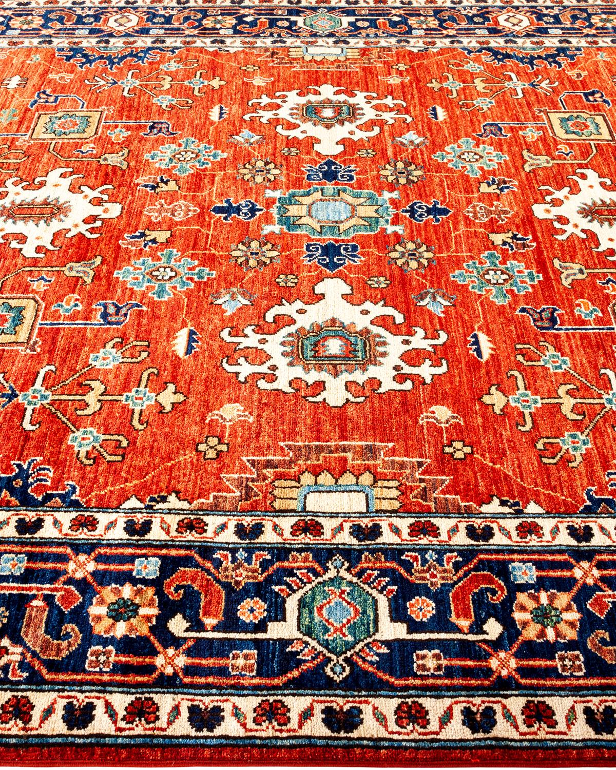 One of a Kind Hand Knotted Traditional Tribal Serapi Orange Area Rug In New Condition For Sale In Norwalk, CT