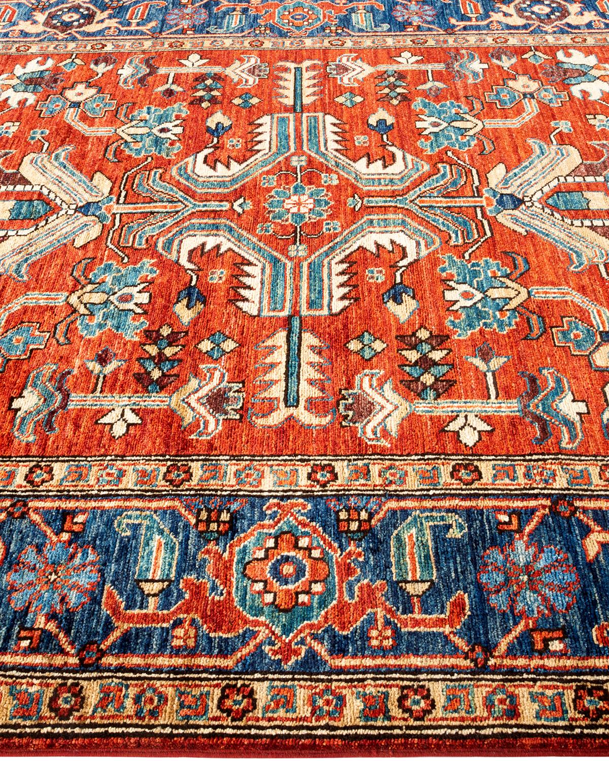 One of a Kind Hand Knotted Traditional Tribal Serapi Orange Area Rug  In New Condition For Sale In Norwalk, CT