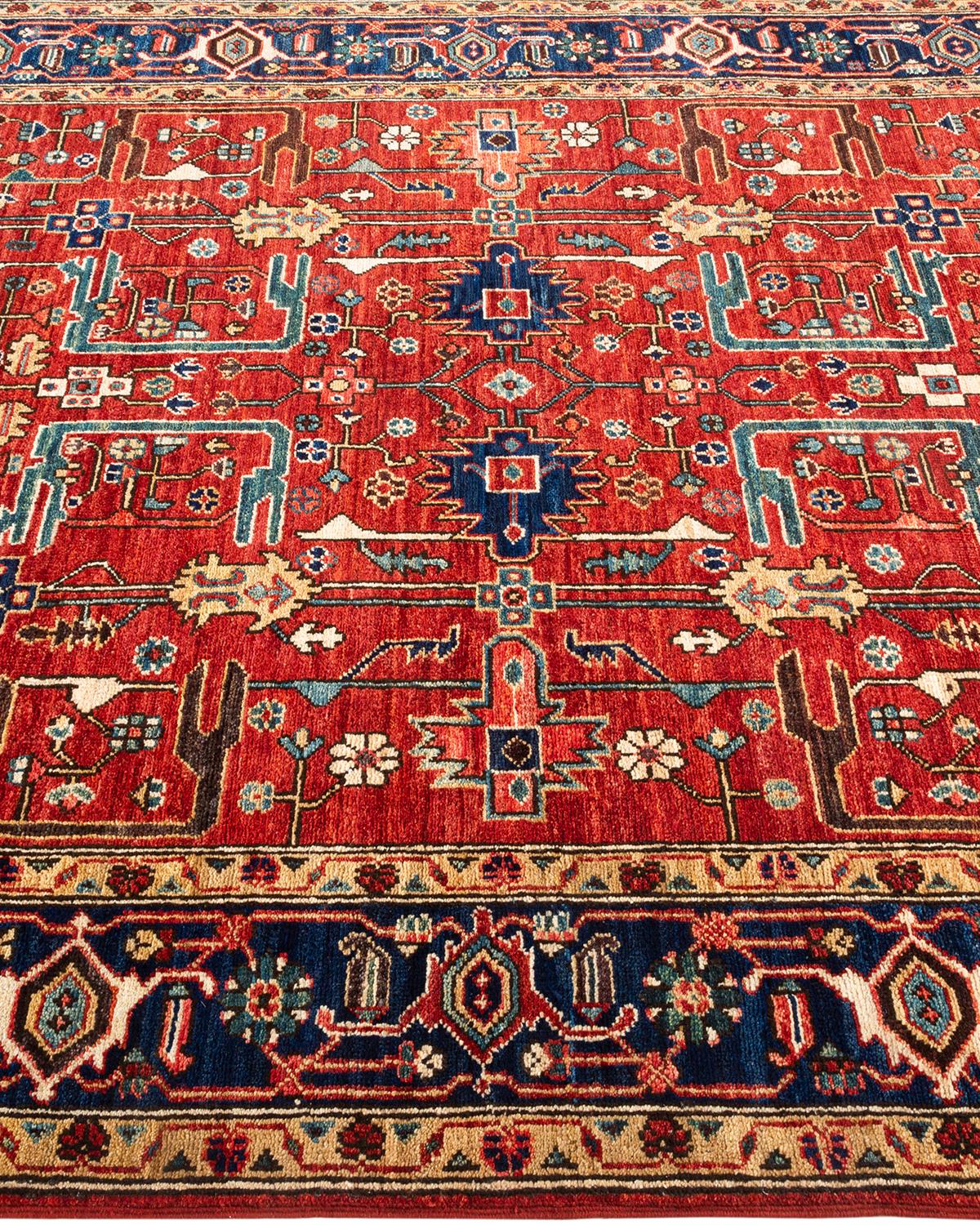 One of a Kind Hand Knotted Traditional Tribal Serapi Orange Area Rug In New Condition For Sale In Norwalk, CT