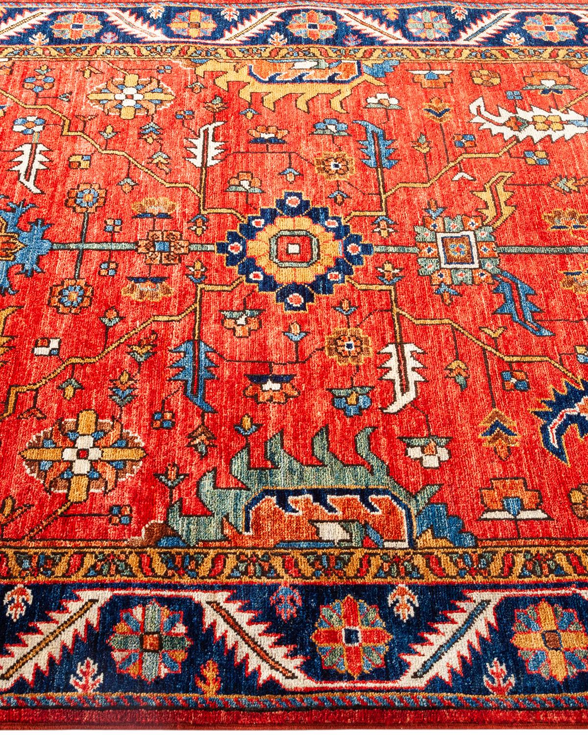 One of a Kind Hand Knotted Traditional Tribal Serapi Orange Area Rug  In New Condition For Sale In Norwalk, CT