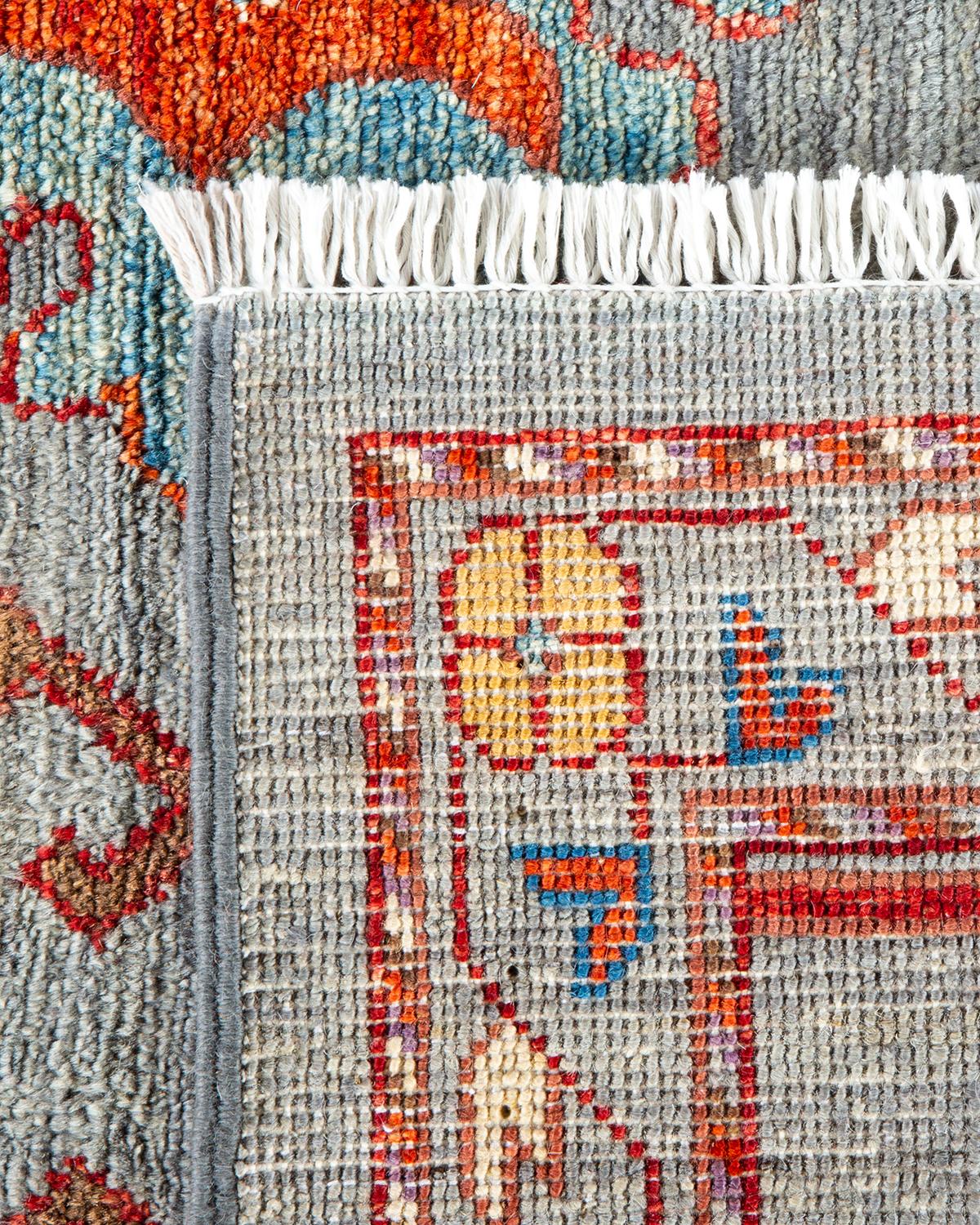 Contemporary One of a Kind Hand Knotted Traditional Tribal Serapi Orange Area Rug