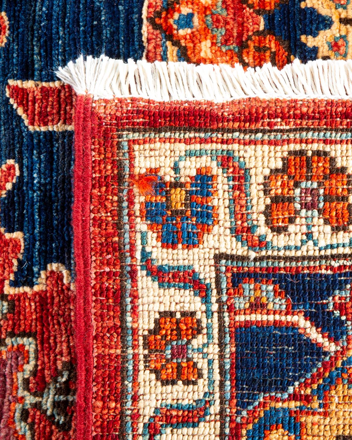 Contemporary One of a Kind Hand Knotted Traditional Tribal Serapi Orange Area Rug