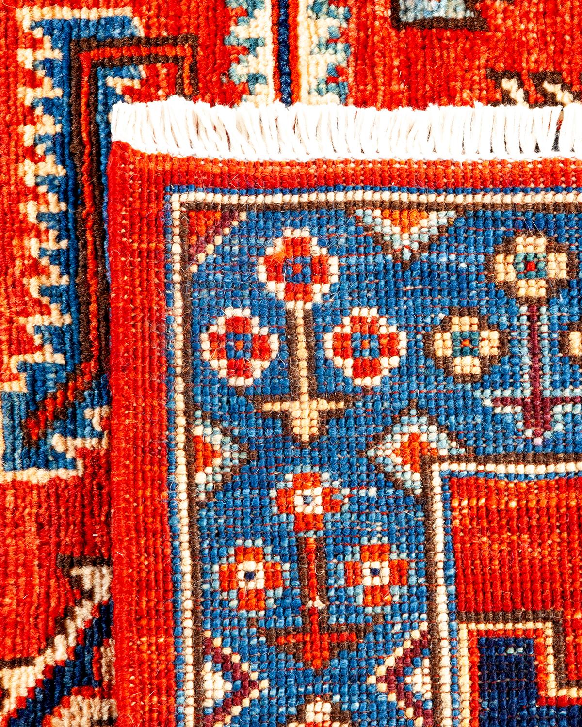 Contemporary One of a Kind Hand Knotted Traditional Tribal Serapi Orange Area Rug For Sale