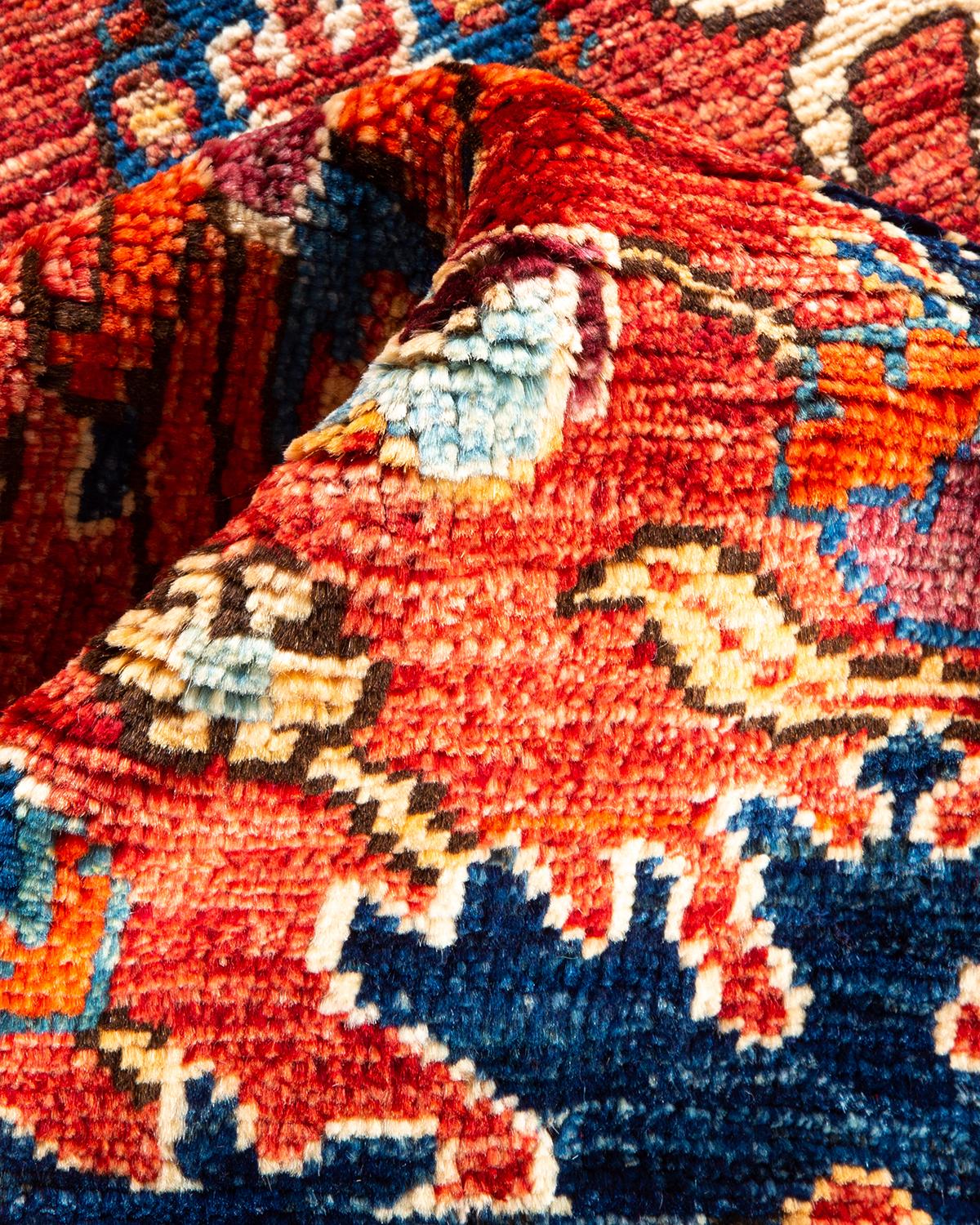 One of a Kind Hand Knotted Traditional Tribal Serapi Orange Area Rug 1
