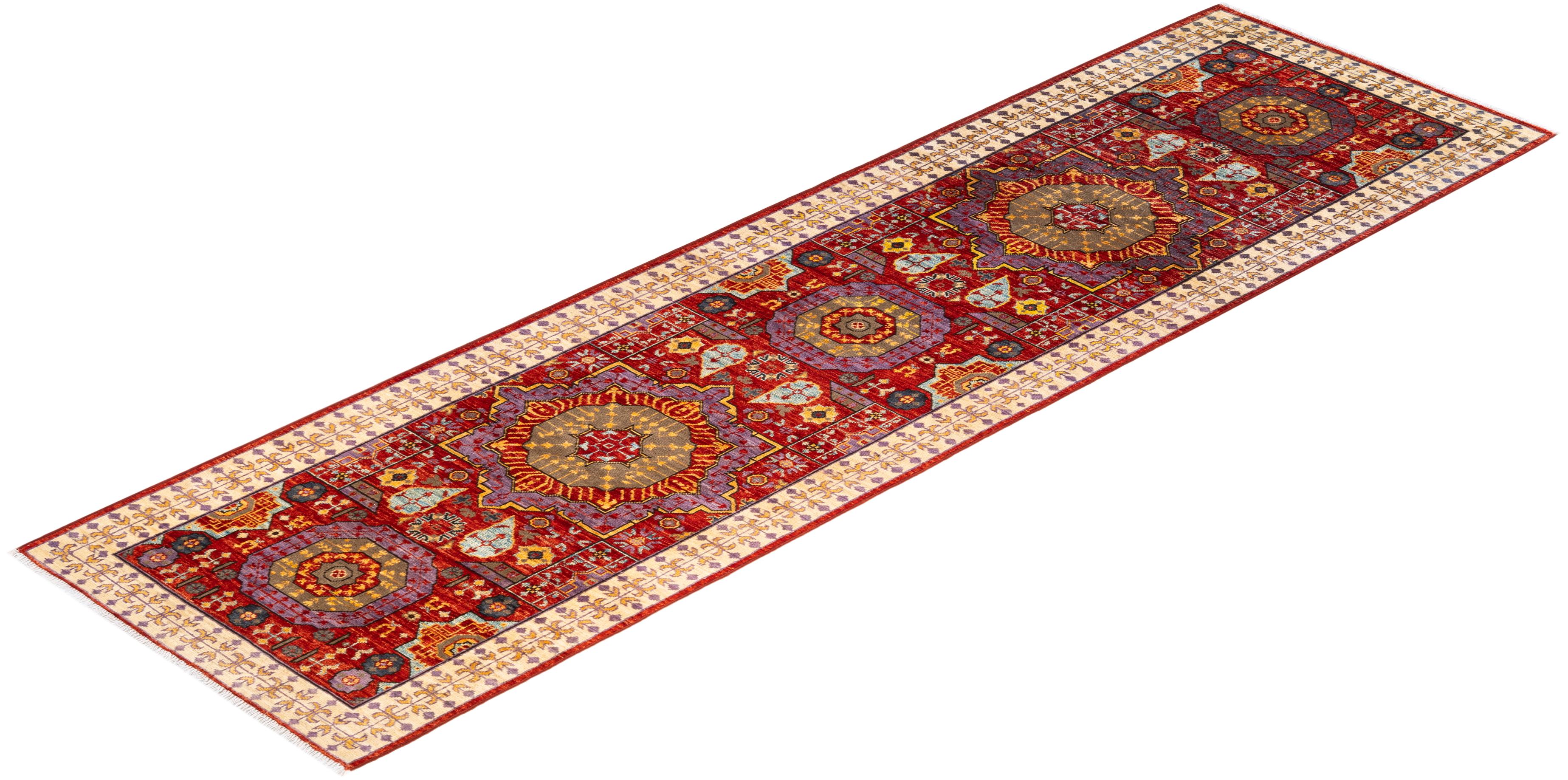 One of a Kind Hand Knotted Traditional Tribal Serapi Orange Area Rug For Sale 2