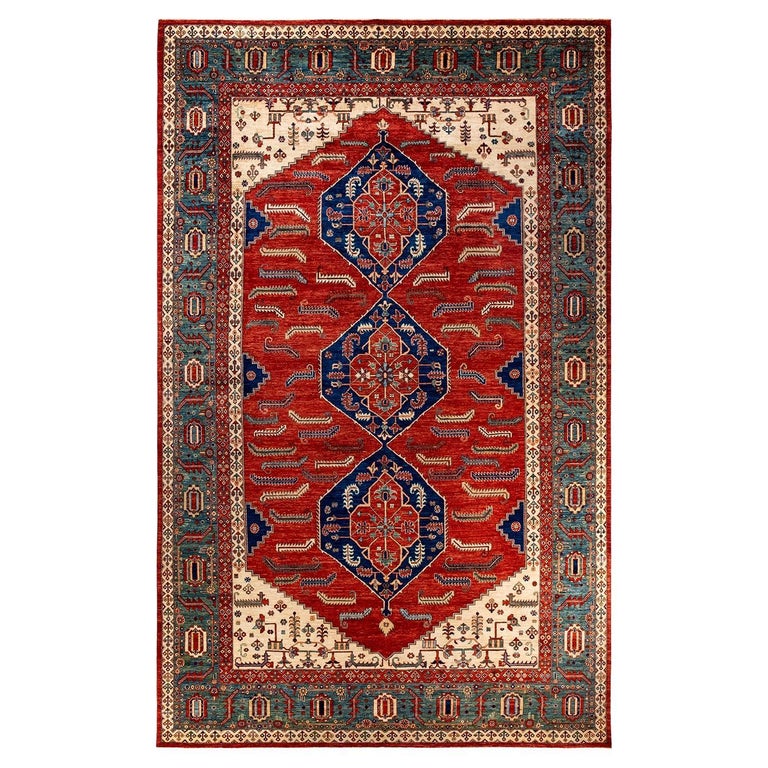 Small Serapi Rug One of a Kind Hand Knotted Traditional Tribal Serapi Orange Area Rug ...
