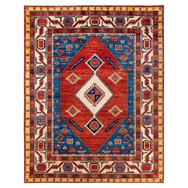 One of a Kind Hand Knotted Traditional Tribal Serapi Orange Area Rug ...