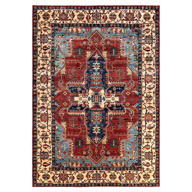One of a Kind Hand Knotted Traditional Tribal Serapi Orange Area Rug ...