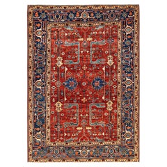 One of a Kind Hand Knotted Traditional Tribal Serapi Orange Area Rug One of a Kind Hand Knotted Traditional Tribal Serapi Orange Area Rug