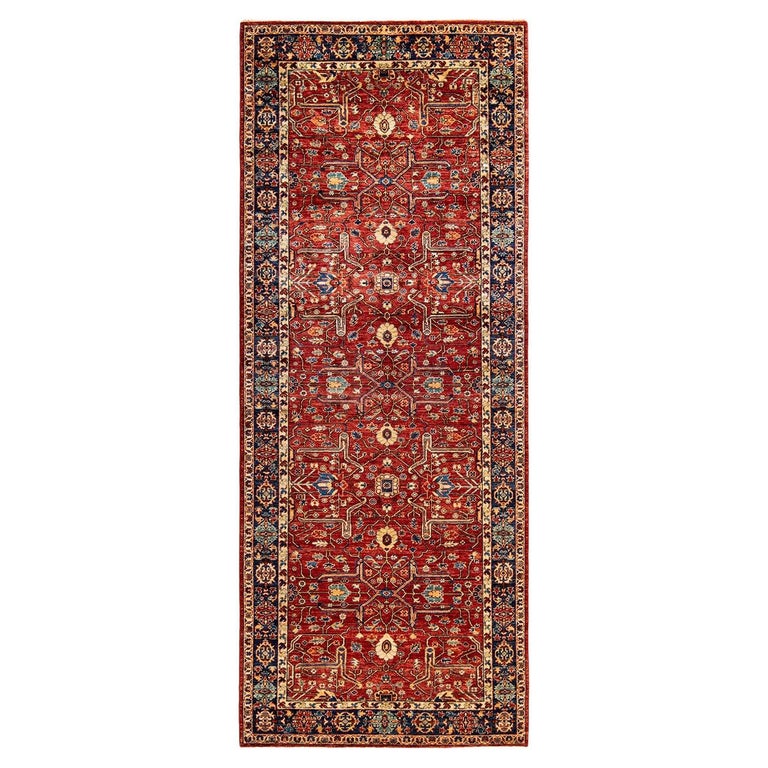 One of a Kind Hand Knotted Traditional Tribal Serapi Orange Area Rug ...
