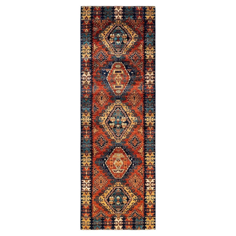 One of a Kind Hand Knotted Traditional Tribal Serapi Orange Area Rug ...