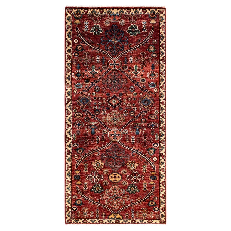 One of a Kind Hand Knotted Traditional Tribal Serapi Orange Area Rug ...