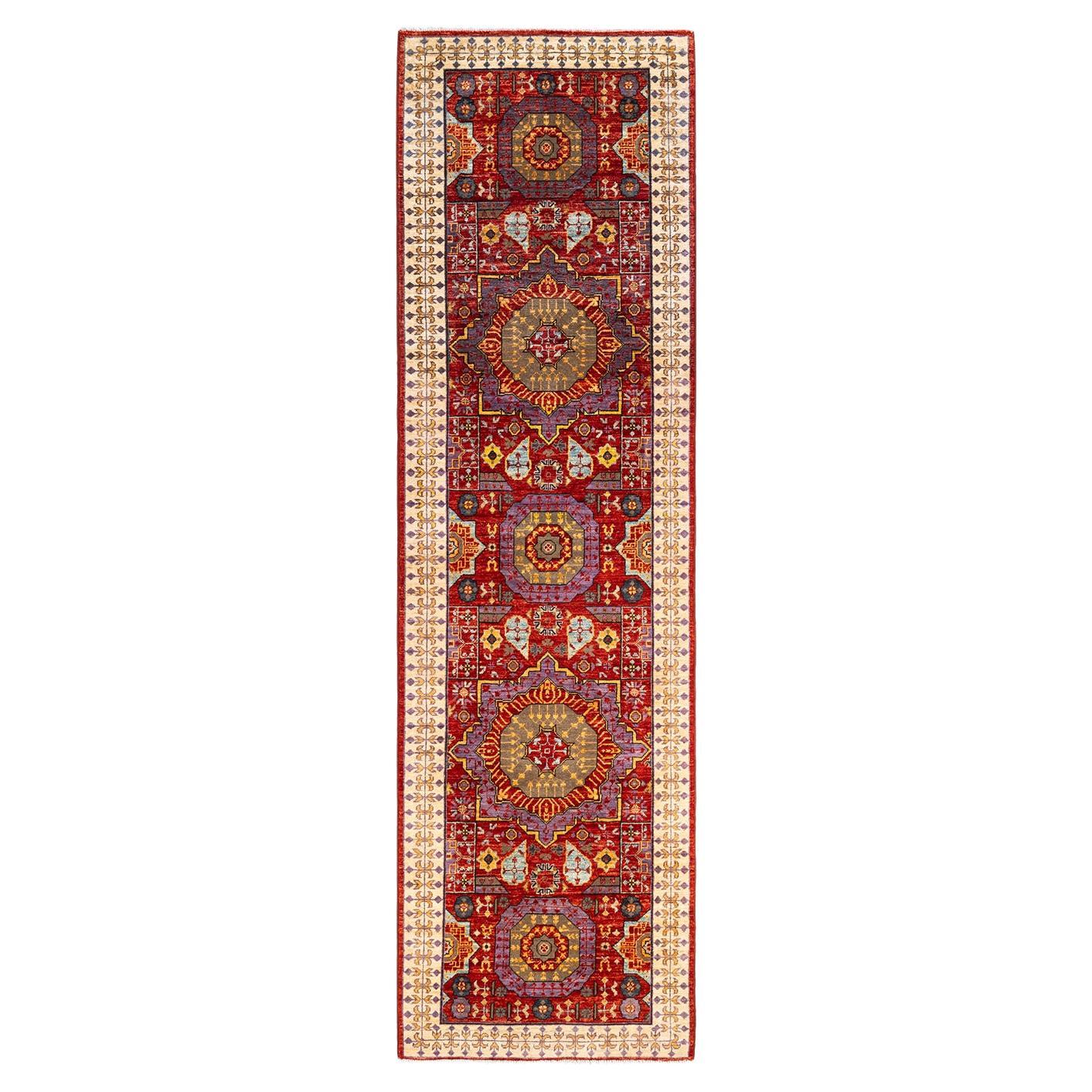 One of a Kind Hand Knotted Traditional Tribal Serapi Orange Area Rug For Sale