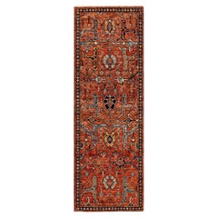 One of a Kind Hand Knotted Traditional Tribal Serapi Orange Area Rug One of a Kind Hand Knotted Traditional Tribal Serapi Orange Area Rug