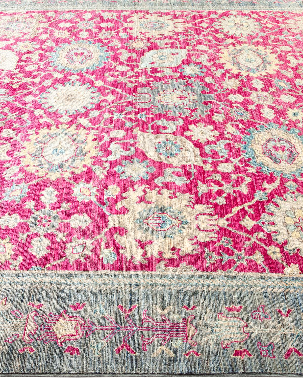 One of a Kind Hand Knotted Traditional Tribal Serapi Purple Area Rug In New Condition For Sale In Norwalk, CT