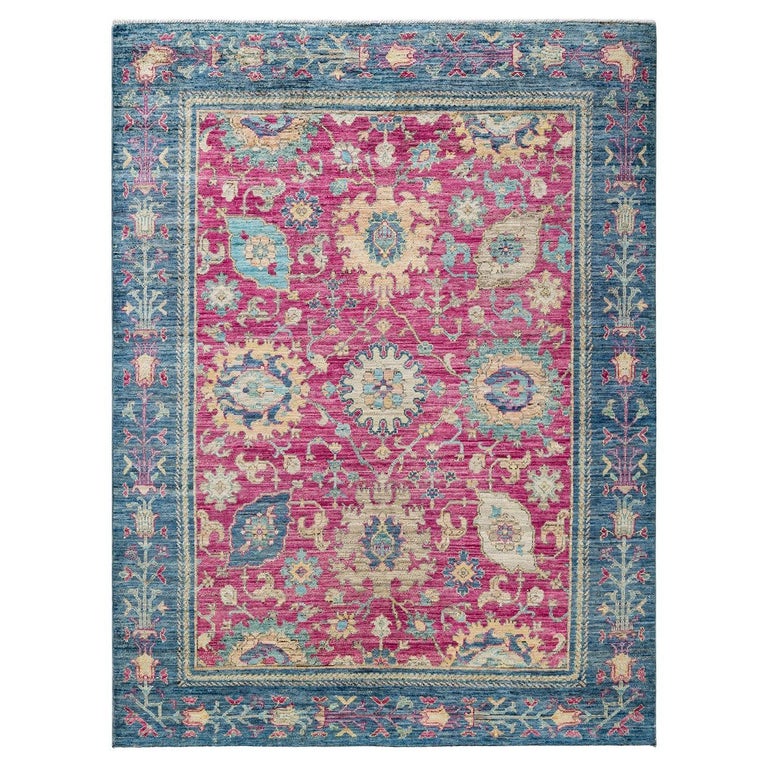 One of a Kind Hand Knotted Traditional Tribal Serapi Purple Area Rug ...