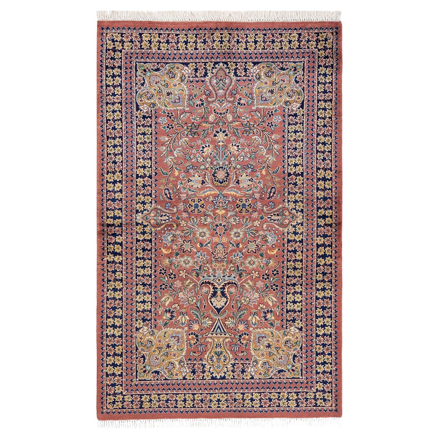 One-Of-A-Kind Hand Knotted Trad'l, Oriental Mogul Brown Area Rug