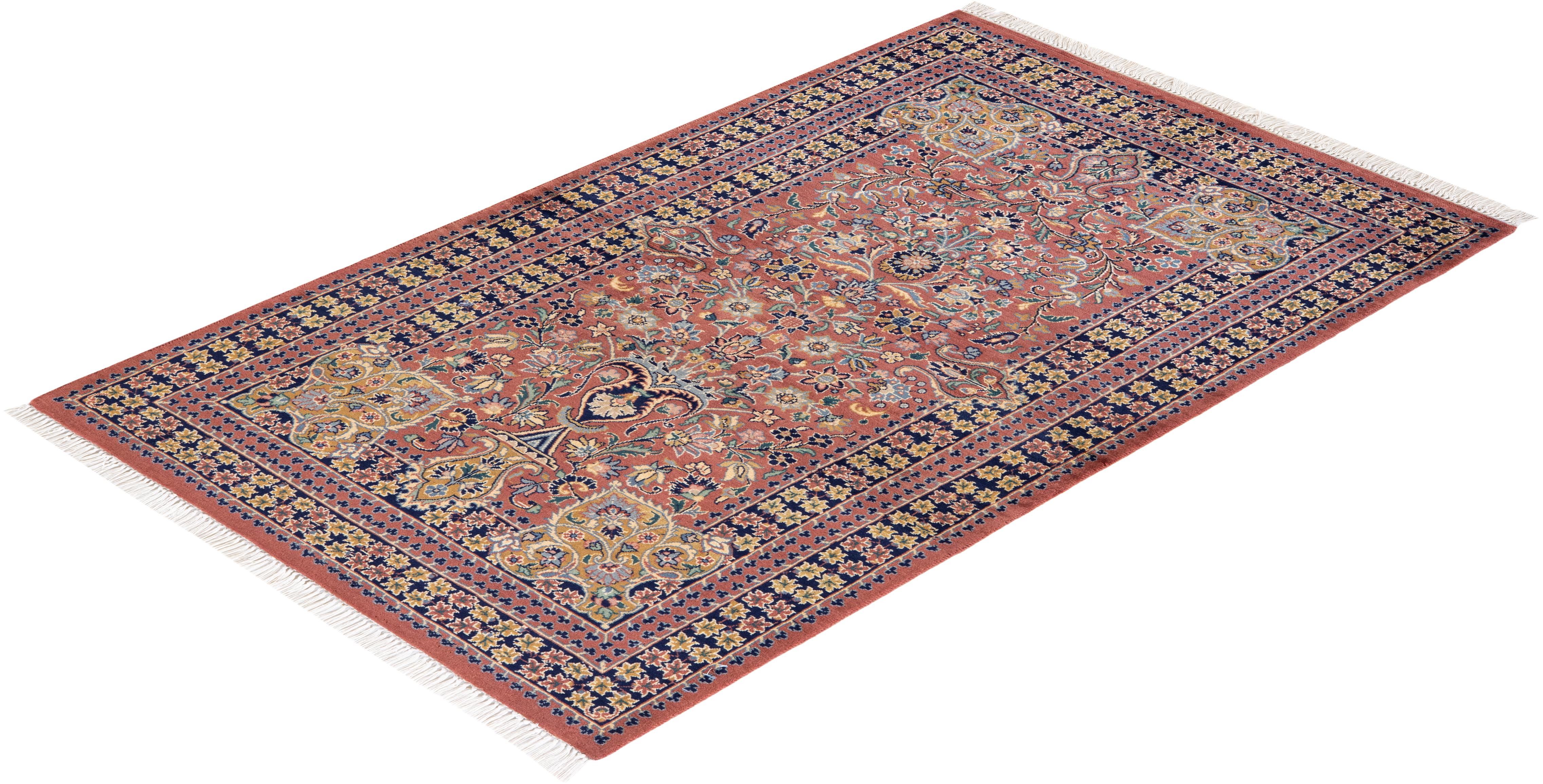 One-Of-A-Kind Hand Knotted Trad'l, Oriental Mogul Brown Area Rug 2