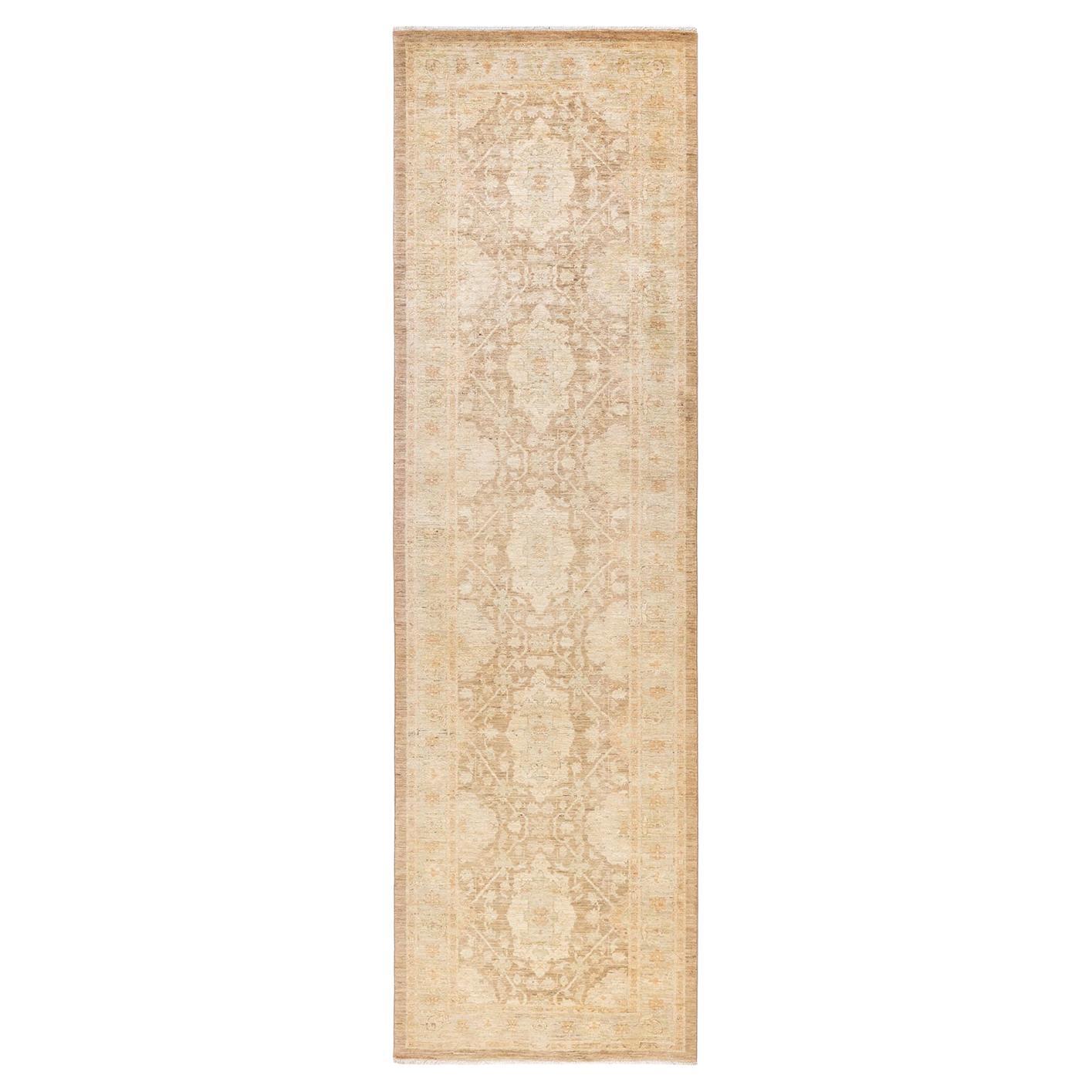 One-of-a-Kind Hand Knotted Tribal Eclectic Beige Area Rug