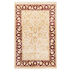 One-Of-A-Kind Hand Knotted Tribal Eclectic Ivory Area Rug