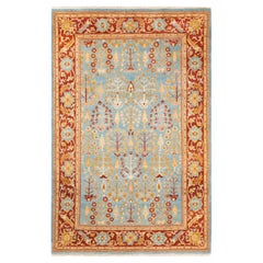 One-of-a-kind Hand Knotted Tribal Eclectic Light Blue Area Rug