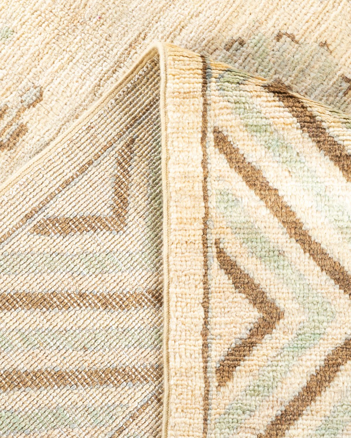 Wool One-of-a-kind Hand Knotted Tribal Khotan Ivory Area Rug