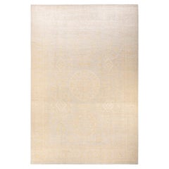 One-of-a-Kind Hand Knotted Tribal Khotan Ivory Area Rug