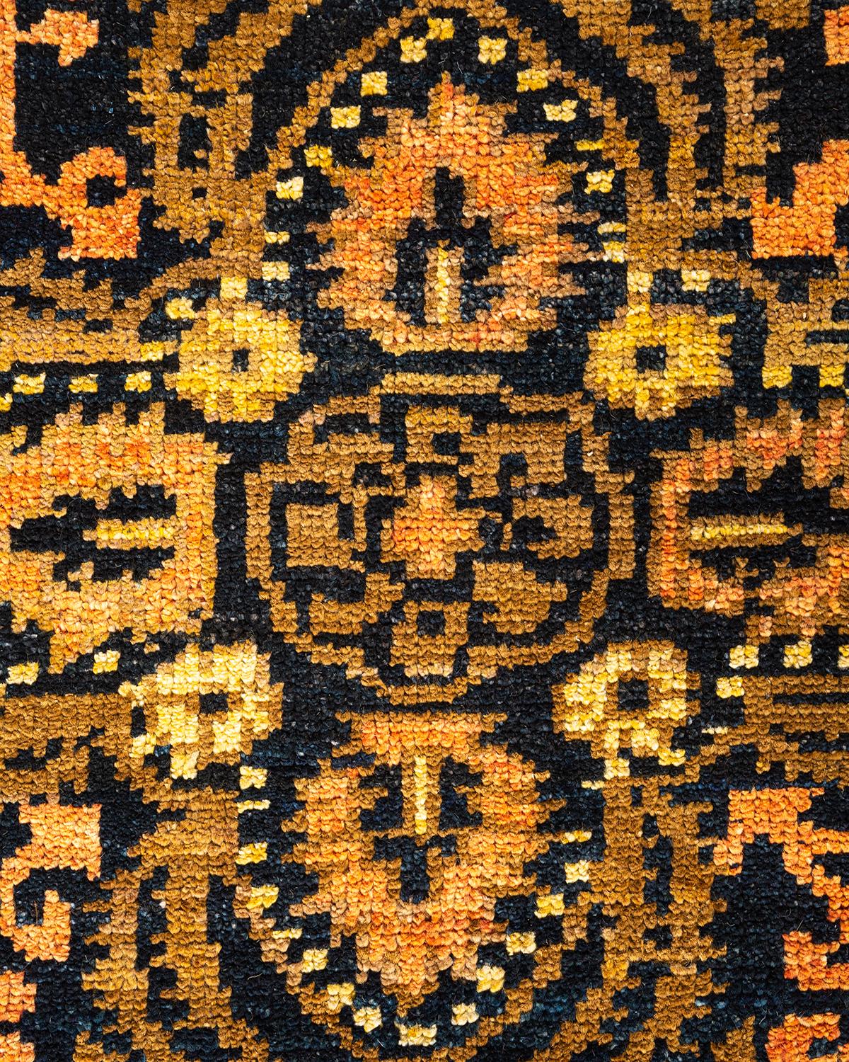 Handgeknüpfter, moderner schwarzer Teppich, Stammeskunst, Unikat (Pakistanisch) im Angebot