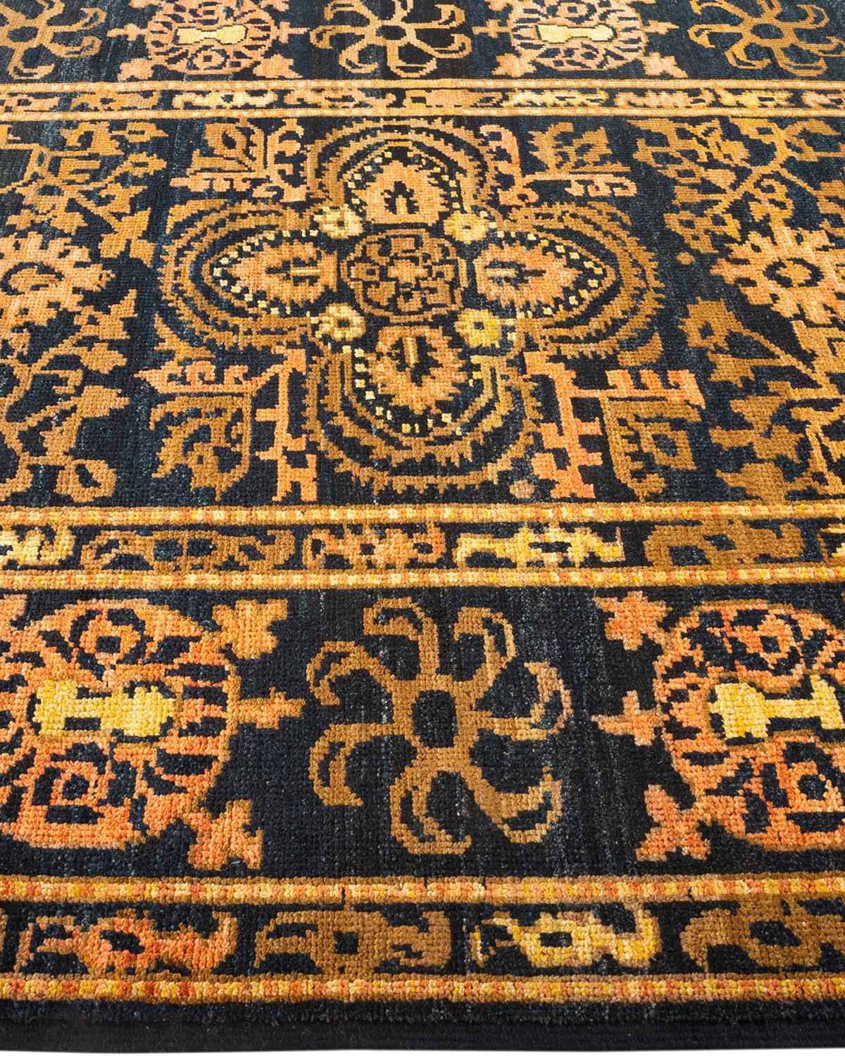 One-of-a-kind Hand Knotted Tribal Modern Black Area Rug In New Condition For Sale In Norwalk, CT