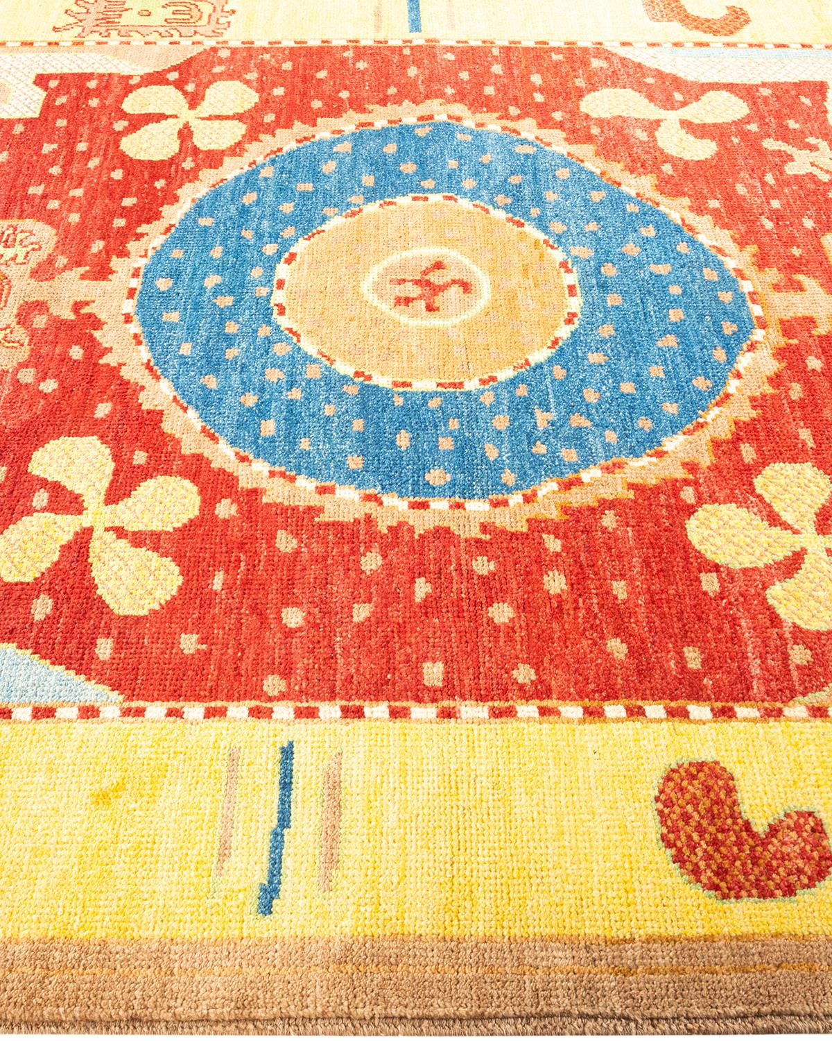 Tapis jaune tribal moderne noué à la main unique en son genre, de 1,80 m x 2,80 m Neuf - En vente à Norwalk, CT