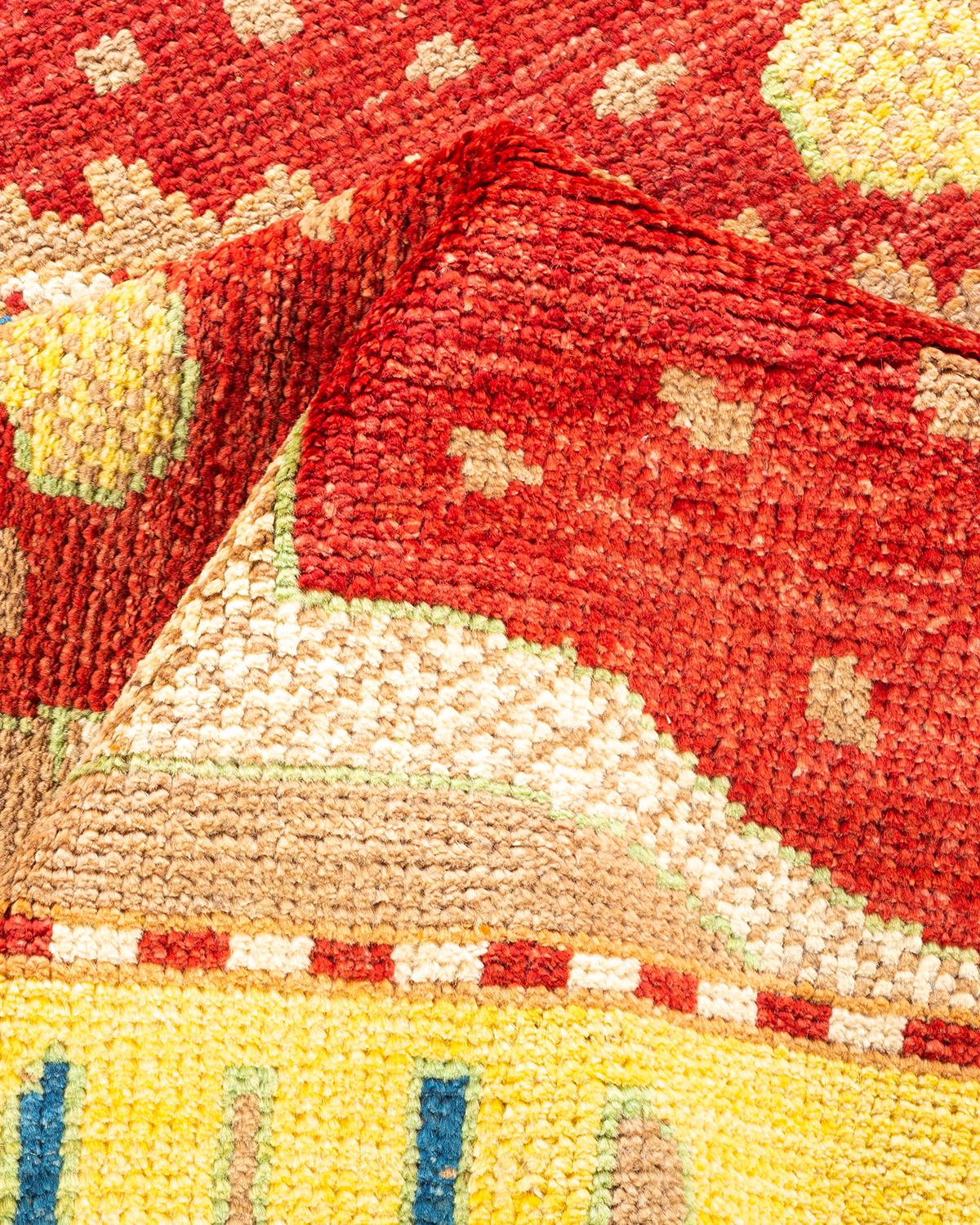 Tapis jaune tribal moderne noué à la main unique en son genre, de 1,80 m x 2,80 m en vente 1