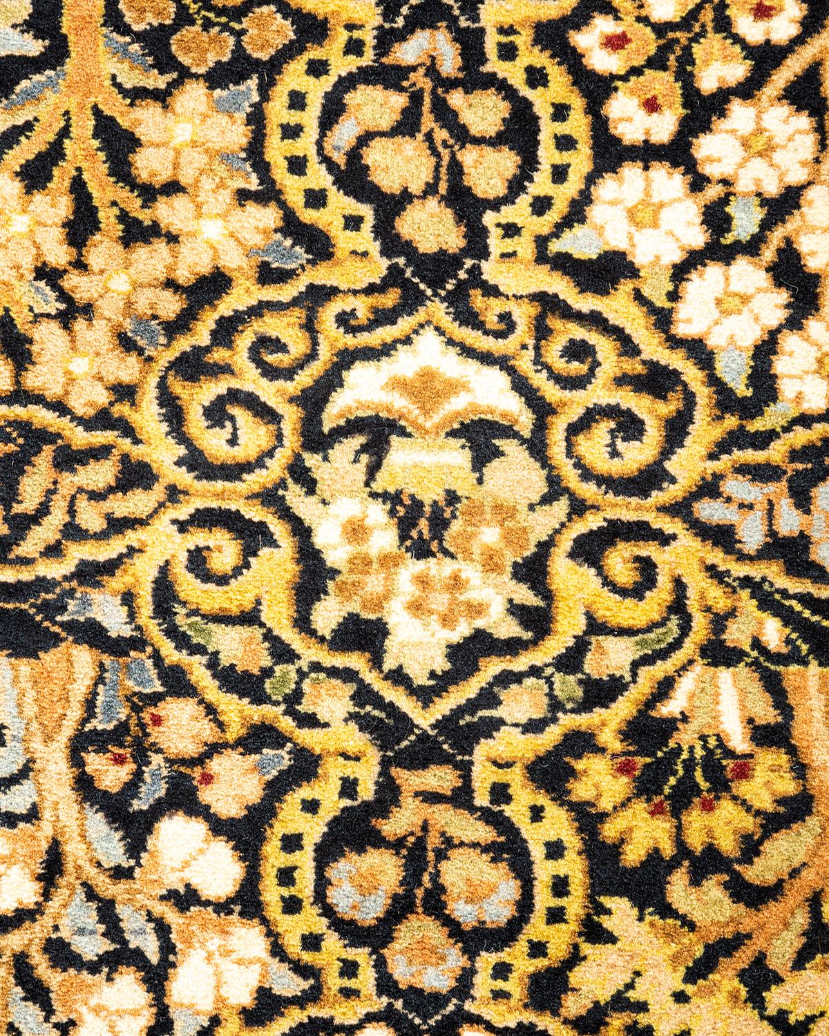 Pakistani One-Of-A-Kind Hand Knotted Tribal Mogul Black Area Rug For Sale