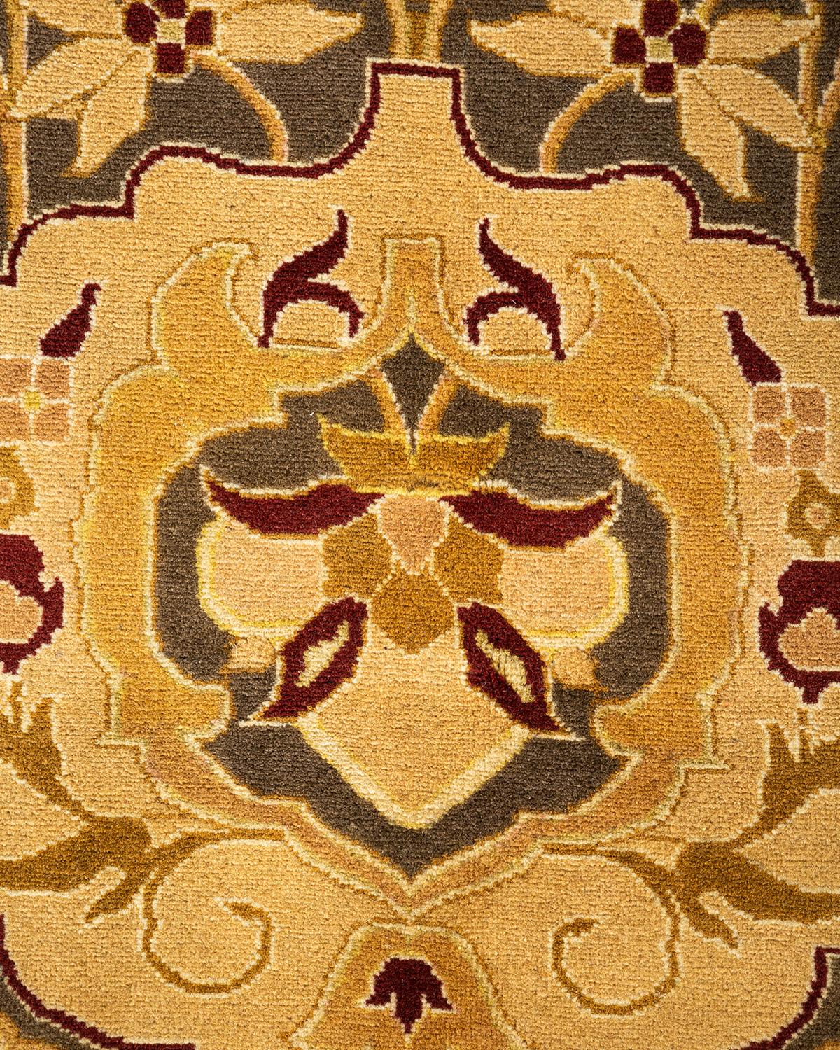 Pakistani One-Of-A-Kind Hand Knotted Tribal Mogul Brown Area Rug For Sale