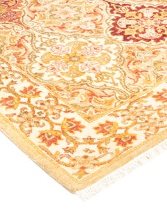 One-Of-A-Kind Hand Knotted Tribal Mogul Ivory Area Rug 2' 7" x 13' 3"