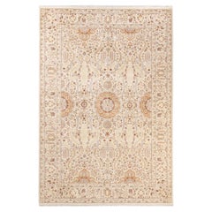 One-of-a-kind Hand Knotted Tribal Mogul Ivory Area Rug