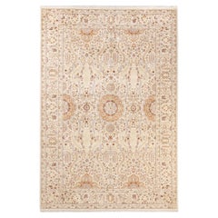 One-of-a-kind Hand Knotted Tribal Mogul Ivory Area Rug