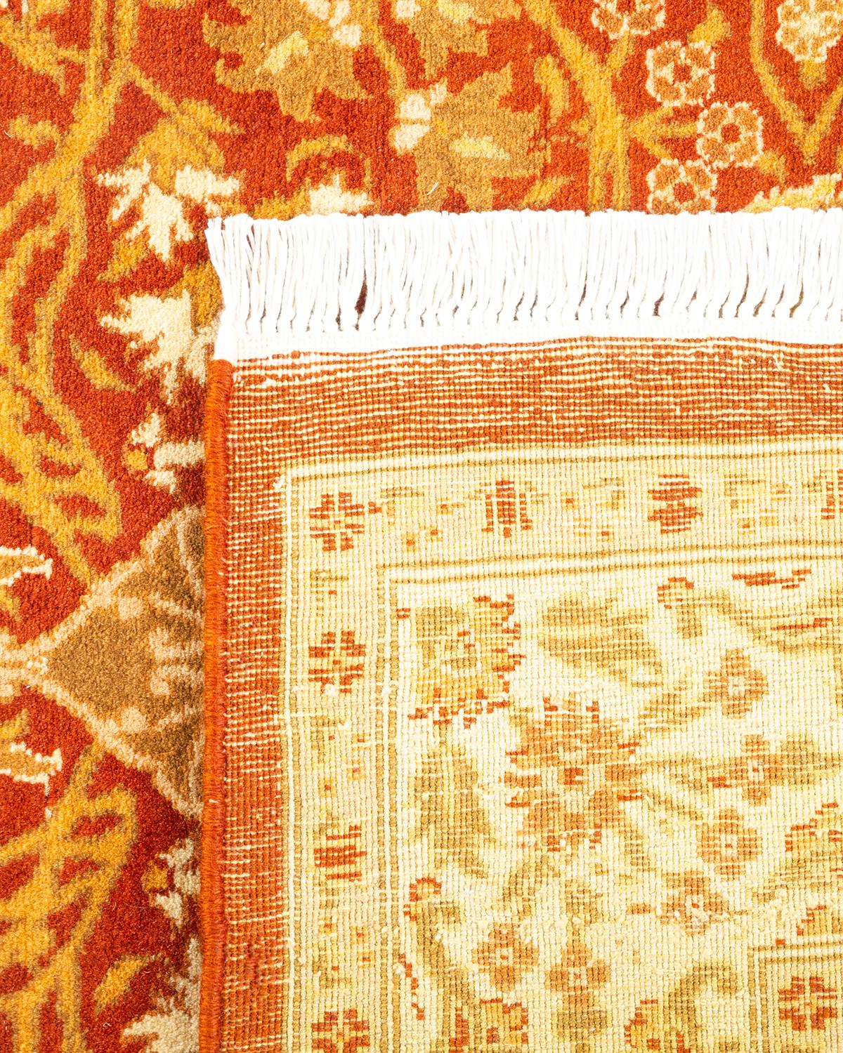 Handgeknüpfter, orangefarbener Teppich im Stammesstil, Mogul, Unikat (21. Jahrhundert und zeitgenössisch) im Angebot