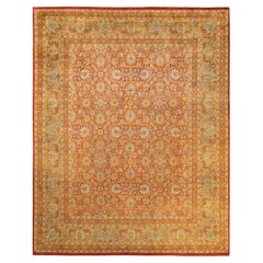 One-Of-A-Kind Hand Knotted Tribal Mogul Orange Area Rug