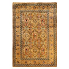 One-of-a-kind Hand Knotted Tribal Mogul Yellow Area Rug